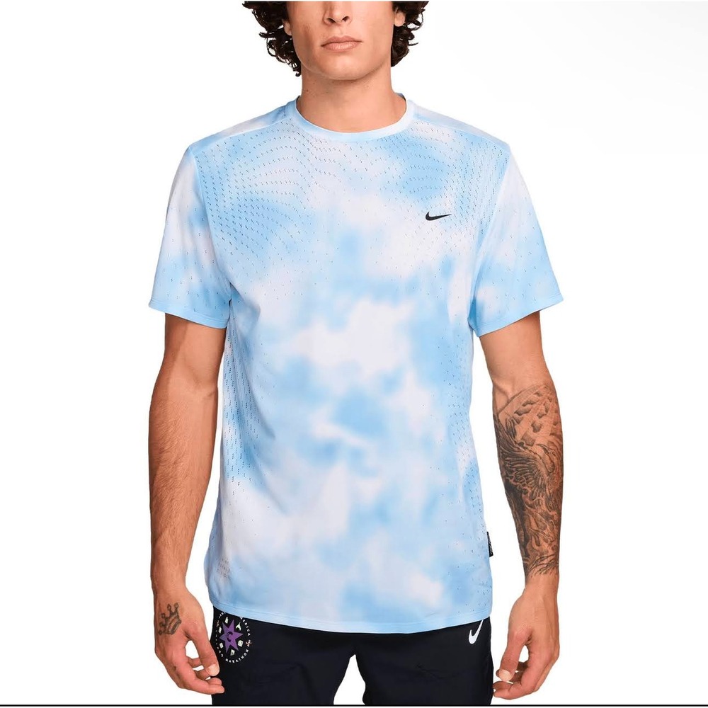 Mens Size XL Nike Running Division Dri-FIT T-Shirt Blue White Tie Dye HJ4148-422